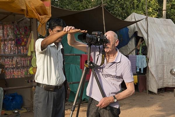 Gollings with his local assistant Jambaya at Hampi. (John Gollings)